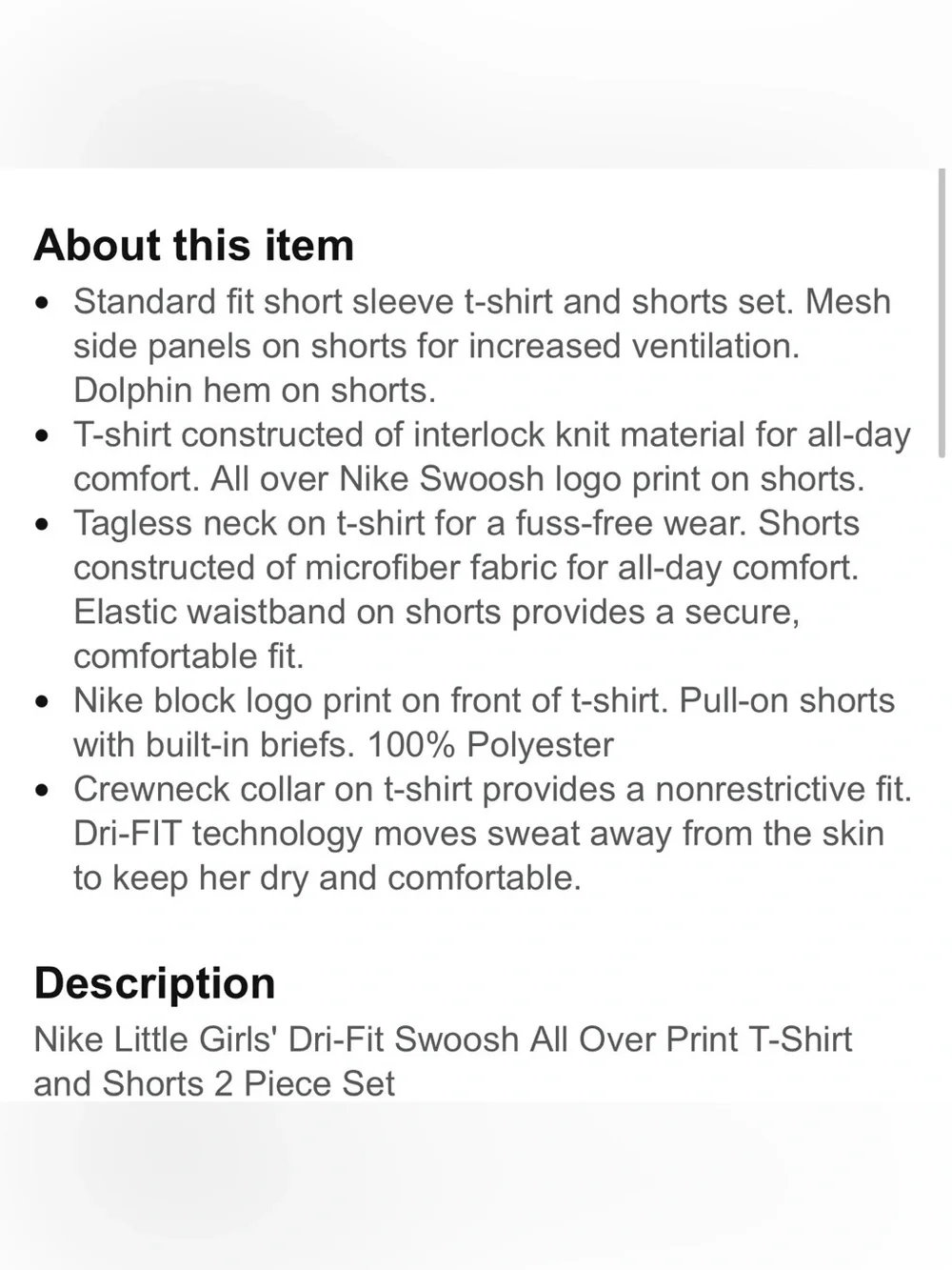 Nike Baby Girls Graphic T-shirt and Shorts 2-piece Set - Picture 7 of 7